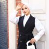 Tailleur "Lina" noir avec blazer long ceinturé – Image 2