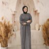 Robe gris élégante "Nora" avec manches bouffantes